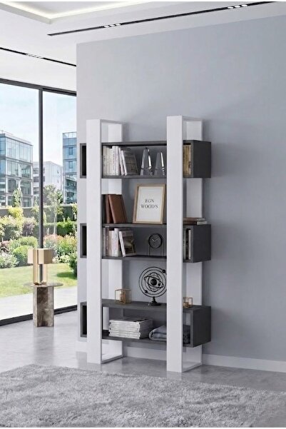 EGN WOODS Modern Dekoratif Kitaplık - 180x80 cm Kütüphane - Çok Renk Seçenekl...