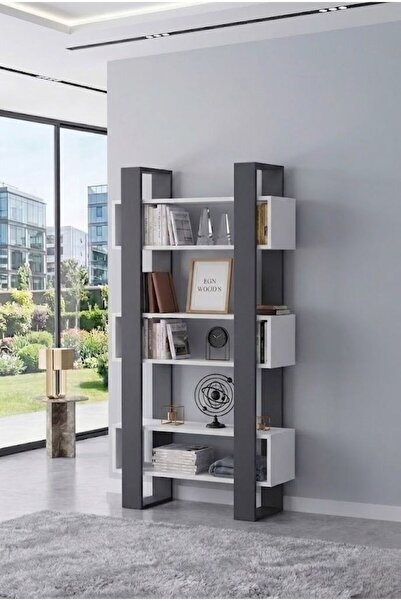 EGN WOODS Modern Dekoratif Kitaplık - 180x80 cm Kütüphane - Çok Renk Seçenekl...