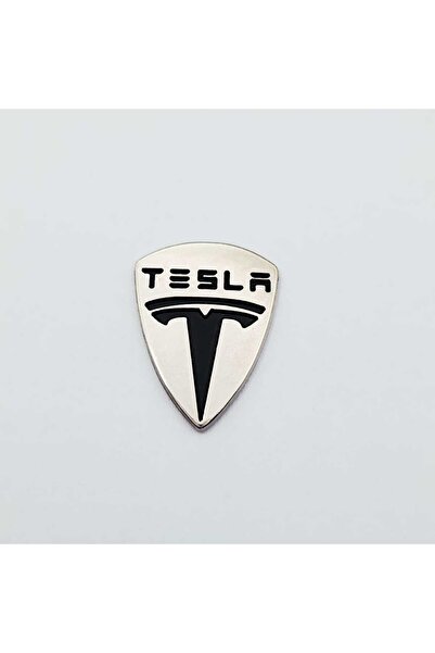 kipfy Tesla Logo Metal Sticker Badge, Shield Shape, Glossy Finish, Self-Adhes...