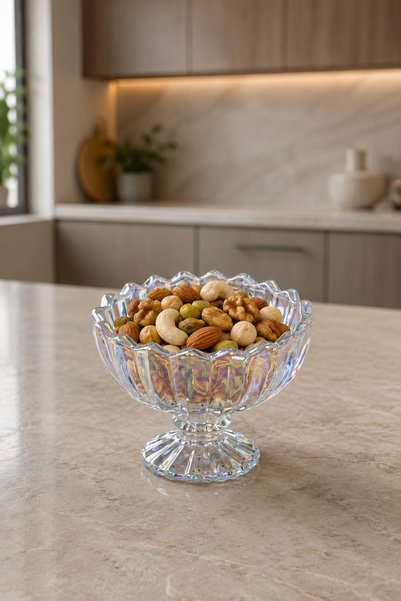 LOVAL Crystal Series Colored Glass Titanium Plated Footed Presentation Bowl 6 Pieces Sugar Bowl Jam Bowl Luxury Serving Set