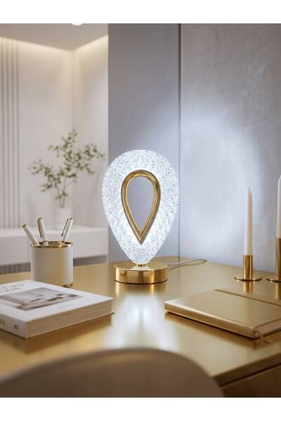 Lüxev Lighting Yağmur Model Gold 3 Renk Modu Ledli Modern Elektrikli Masa ve ...