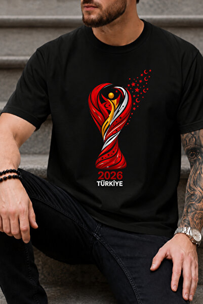 Auryne Jewelry تي شيرت بتصميم خاص لكأس العالم في تركيا للجنسين، مصنوع من القط...
