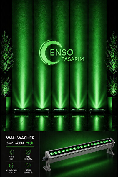 Enso Tasarım 24W 67 Cm Yeşil LED Wallwasher Dış Cephe Duvar Cami Bahçe Aydınl...