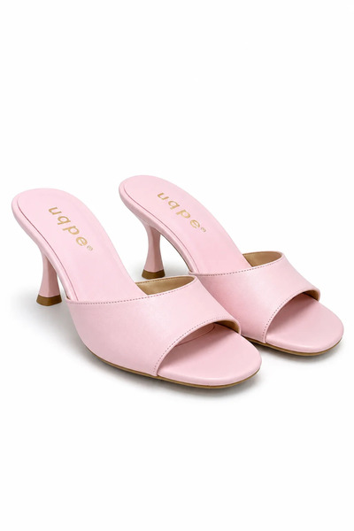 uqpe Liora Wide Single Strap Oval Toe Goblet Heeled Stylish Women's Slippers ...