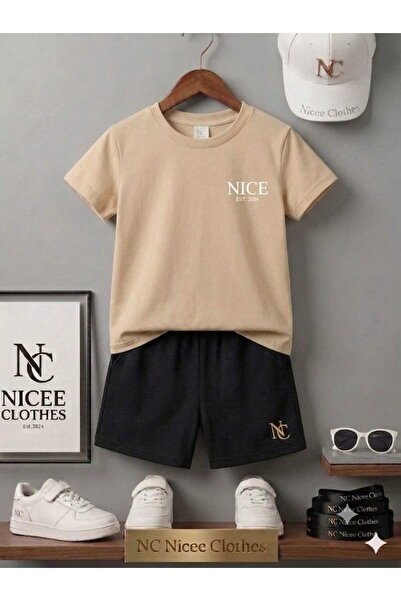 NC Nicee Clothes LETNJA DEČJA MAJICA I KRATKE HLAČE UNISEKS (BELE SA MALIM LE...