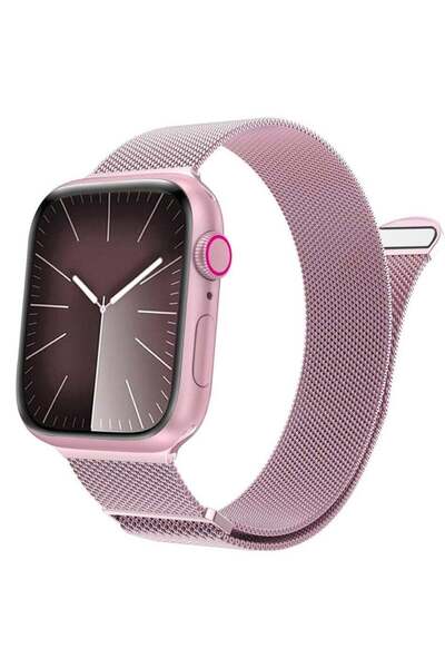 MUGIM Magnetic Mesh Stainless Steel Band for Apple Watch, Rose Pink