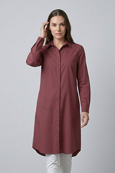 Şiir Tekstil Graz Comfortable Fit Hidden Button Long Sleeve Terikoton Long Wo...