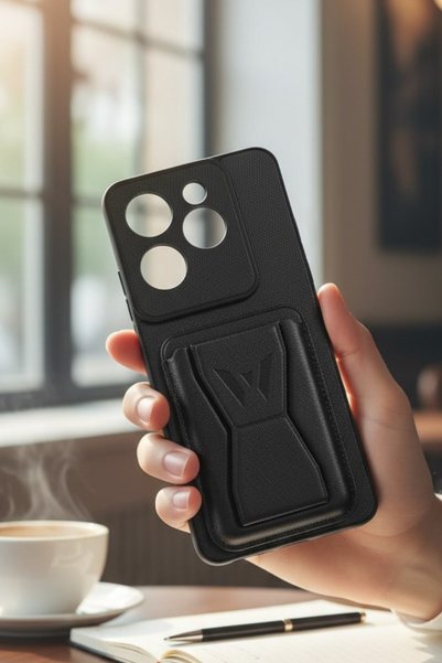 batuteknoloji Infinix Hot 40-Hot 40 Pro Kartlıklı Standlı Suni Deri BTU Silik...