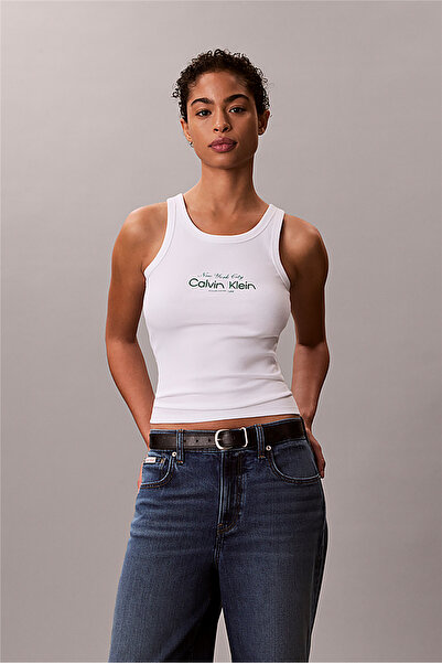 Calvin Klein Kadın Rib Örgü Grafik Detaylı Tank Top