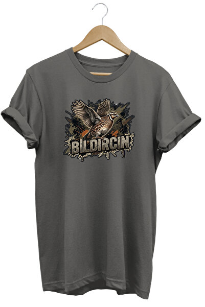 WİDİ Quail Graphic Printed Crew Neck Cotton Hunter Nature T-Shirt