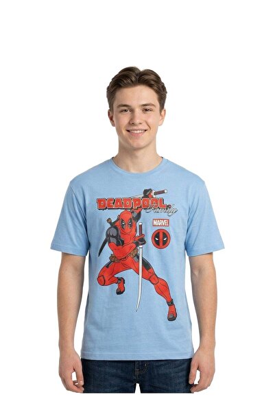 Marvel Men’s Deadpool Graphic Printed Blue T-Shirt