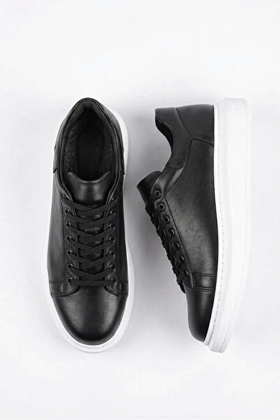 Zerenyus Premium High Sole Lace-Up Men's Sneaker Black White