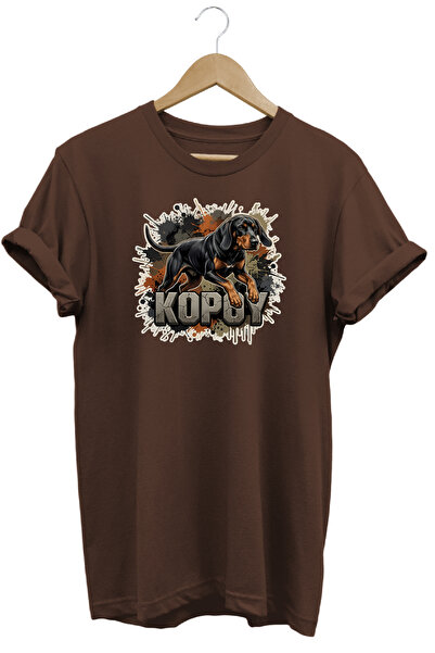 WİDİ Unisex Basset Hound Printed T-Shirt - Hunter Dogs Series Crew Neck Cotto...