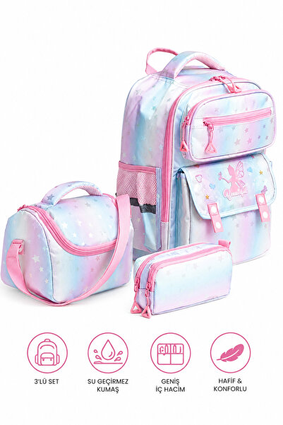 MİECZ BAGS Kore Tarzı Ergonomik Su Geçirmez Yansıma Desenli Çok Bölmeli Kız Ç...