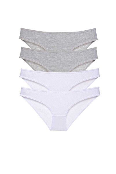 Mestore 4 Pieces Super Eco Set Lycra Women's Slip Panties Gray White