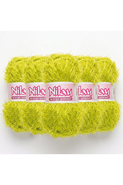 Nilay Bearded Yarn 5-Piece Set Furry Soft Textured Yarn Knitting Yarn 100g Green