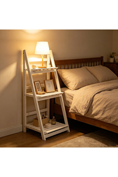 LINGWEI OneDcor 3 Tier Foldable Wooden Plant Stand, A-Frame White Ladder Disp...