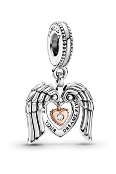 Pandora Charm Club 2021 cu aripi de inger si inima Let Your Dreams Fly - Argi...