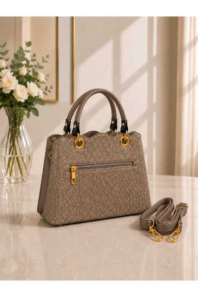 zemihra Stylish Women's Hand and Shoulder Bag with Glitter Gold Detail, Fully Lined Inside, 2 Compartments, Adjustable Strap