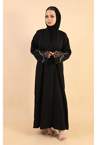 Stylish Fashion عباية من ستايلش فاشن كلاسيك مزينة بدانتيل على الأكمام