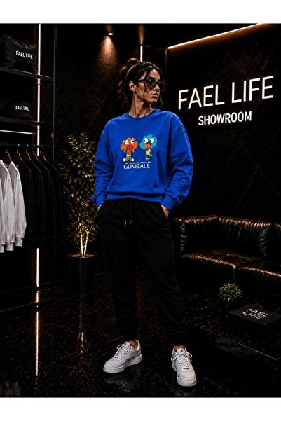 FAEL LİFE Unisex Wide Cut Zero Neck and Sweatpants Gumball Printed Set
