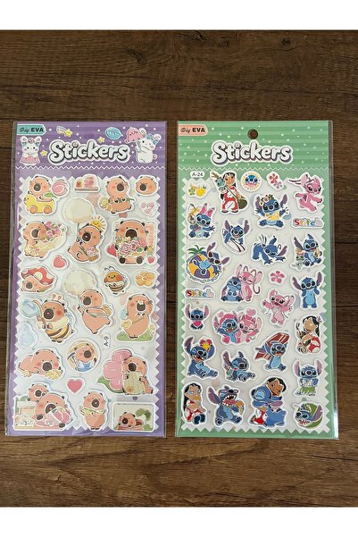 gülümse gel Capybara Kırtasiye Seti Stiç Kapibara 2'li Sticker Etiket