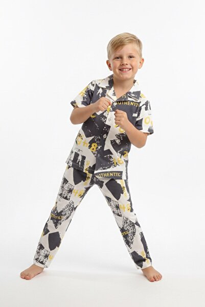 MODANINO Boy's 100% Cotton and Shirt Style Pajama Set 2-13 Years 12687Is