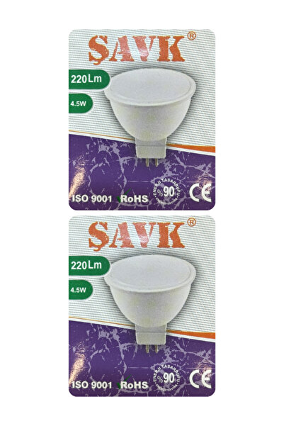 şavk (2 Adet) 12Volt AC/DC 4,5W (22W) Beyaz Işık (6500K) GU5.3 Duylu (İğne Ba...