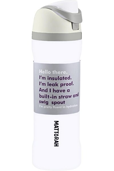 Mattarah Insulated stainless steel water bottle with straw and rotating spout...
