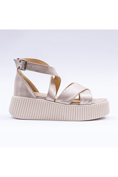VAGAM Women's Sandals in Rose-Gold Leather
