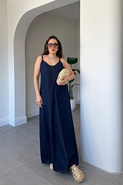 MAGARDE Strappy Denim Dress - Dark Blue