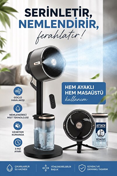 Shark FlexBreeze Pro Hibrit Vantilatör Şarjlı Kablosuz 15 Saat Çalışma Buharl...