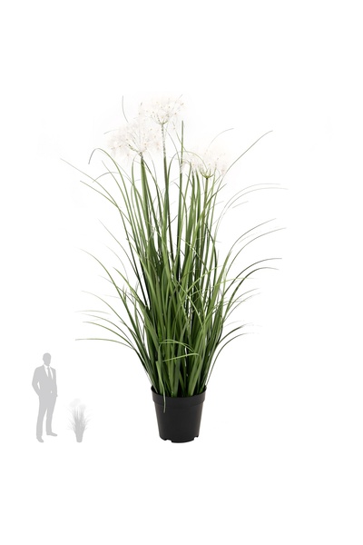 Roberto Rossi Iarba artificiala Onion 90 cm cu 3 flori albe de papadie