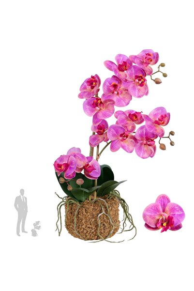Roberto Rossi Orhidee artificiala roz cu aspect H54 cm cu 3 tulpini