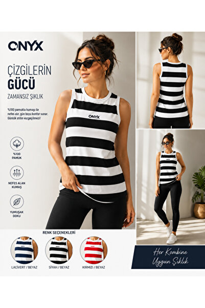 Onyx Cotton Striped Sleeveless Tunic