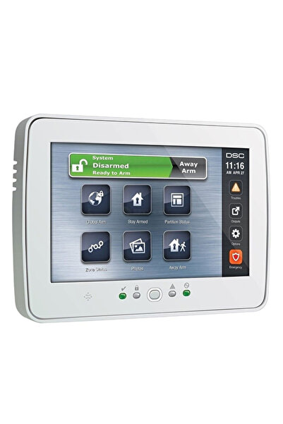 DSC 7" color touch screen keypad, 248 zones, white, EN/RO, PRO SERIES - HS2TC...