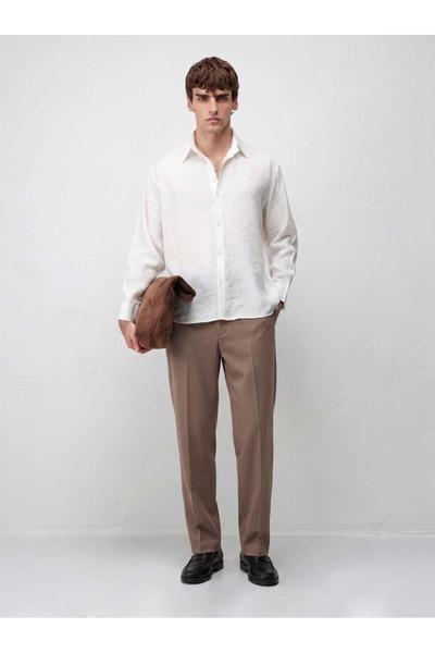 Atelier Old Money Oversize Ekru Modal Gömlek SS7249