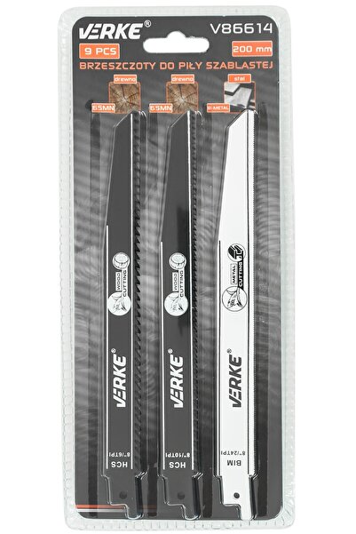VERKE Lame de ferăstrău alternativ de 200mm, set de 9 piese, Verke, V86614