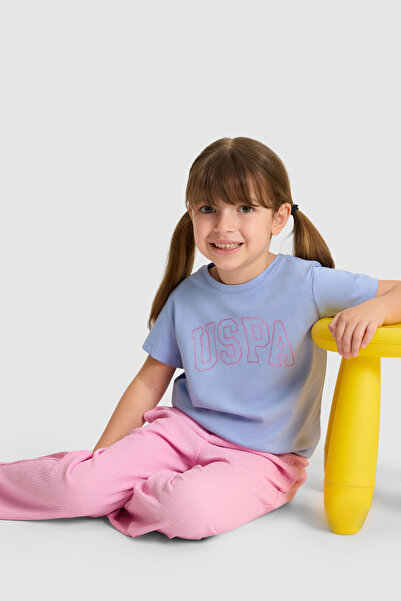 U.S. Polo Assn. Kız Çocuk Bisiklet Yaka Mor Basic Tişört 50325631-VR245