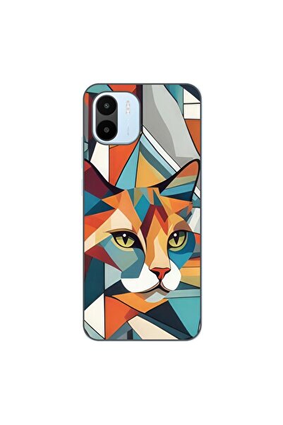OEM Case compatible with Xiaomi Redmi A1 Silicone Gel Tpu Pattern Cubic Cat Art