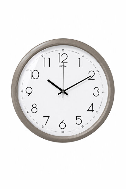Muyika Design Duvar Saati Sessiz Akar Mekanizma Metal Kasa Camlı Modern Salon Saati - 40 cm Vizon Muyika