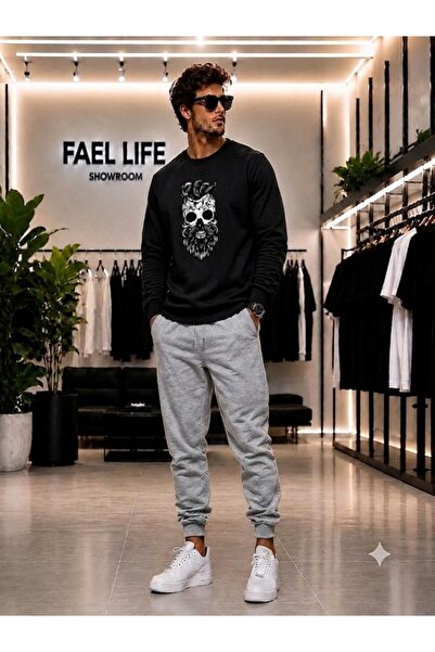 FAEL LİFE SET UNISEX CU GULER ROTUND ȘI PANTALONI DE TRENING CU IMPRIMEU KABA...