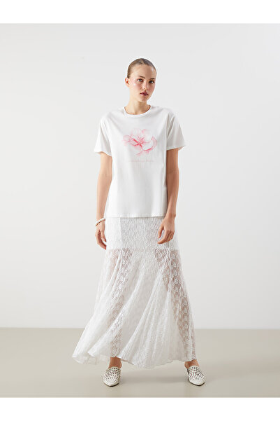 LC Waikiki Nevavm Ruffled Flared Skirt with Elastic Waist and Difference in C...