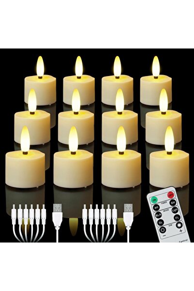 MADE IN CHINA 12 bucăți lumânări LED tip pastilă, reîncărcabile prin USB, cu ...