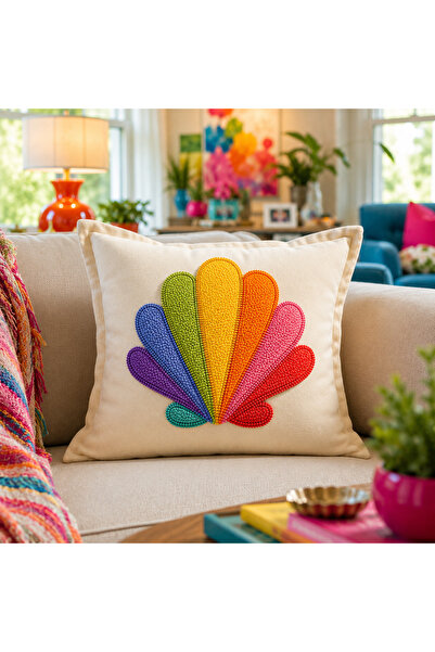 SAYMİNE Renki Model Oyster Sea Shell Punch Cushion Cover