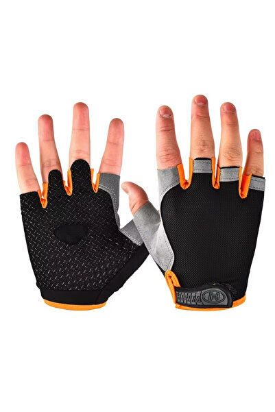 choice2 L Orange Half Finger Outdoor Cycling Anti Slip Anti Sweat Men Women H...