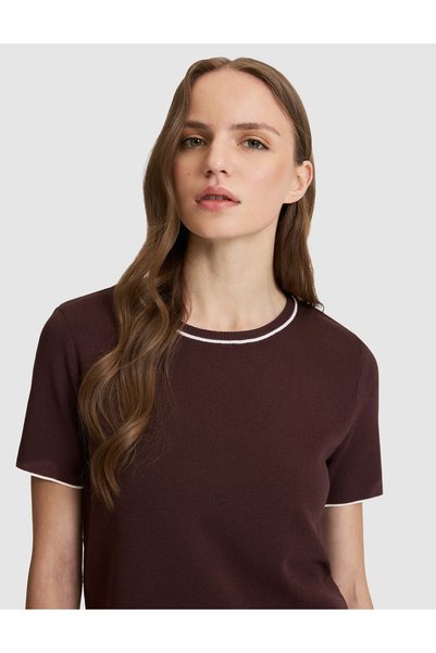 Pierre Cardin Tricou tricotat maro, croială slim 50326921-VR029