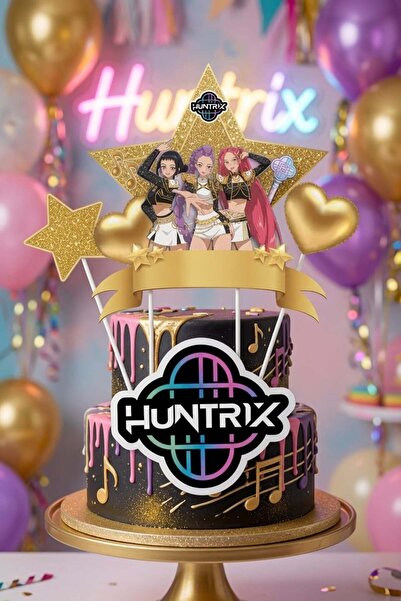 DODOMAR K Pop Huntrix Demon Hunters Pasta Süsü Çubuklu Gold 4'lü Doğum Günü P...