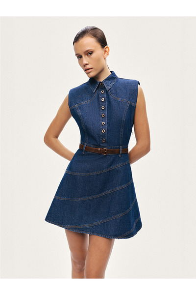 Nocturne Kemer Detaylı Mini Denim Elbise N26YD2737