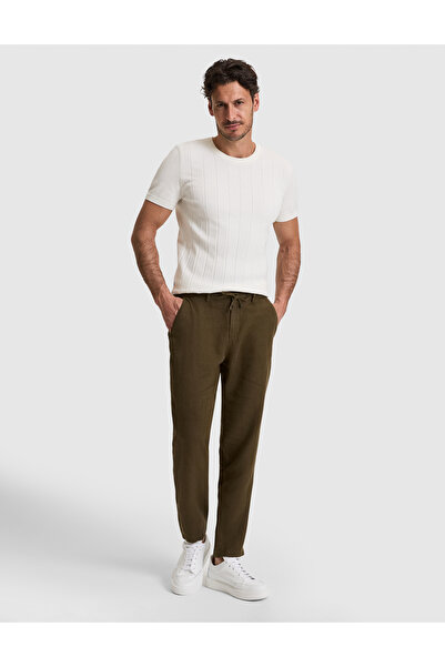 Pierre Cardin Haki Carrot Fit %100 Keten Kanvas Pantolon 50320846-VR027